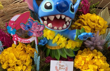 Decoración con globos de Stitch para cumpleaños