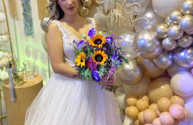 Arreglo de globos en la ceremonia de boda