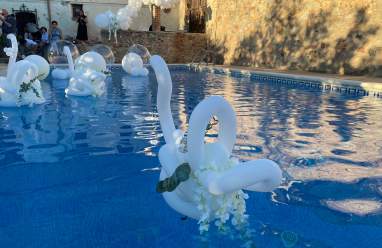 Figuras de animales de decoración de piscina para boda